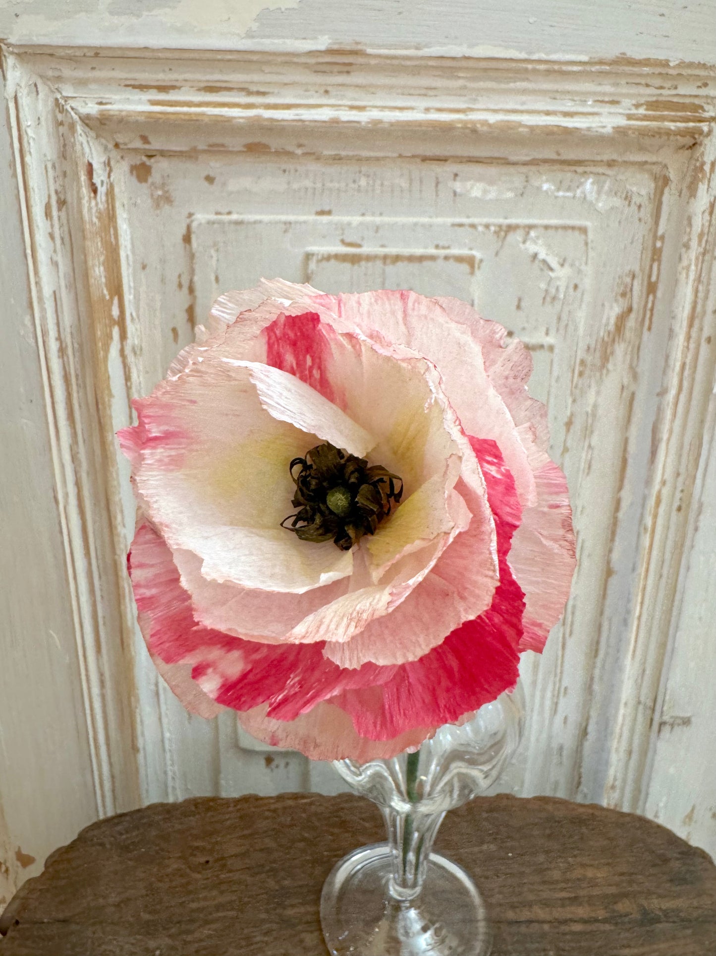 Delicate Handmade Paper Flowers - Pale Pink Ranunculus