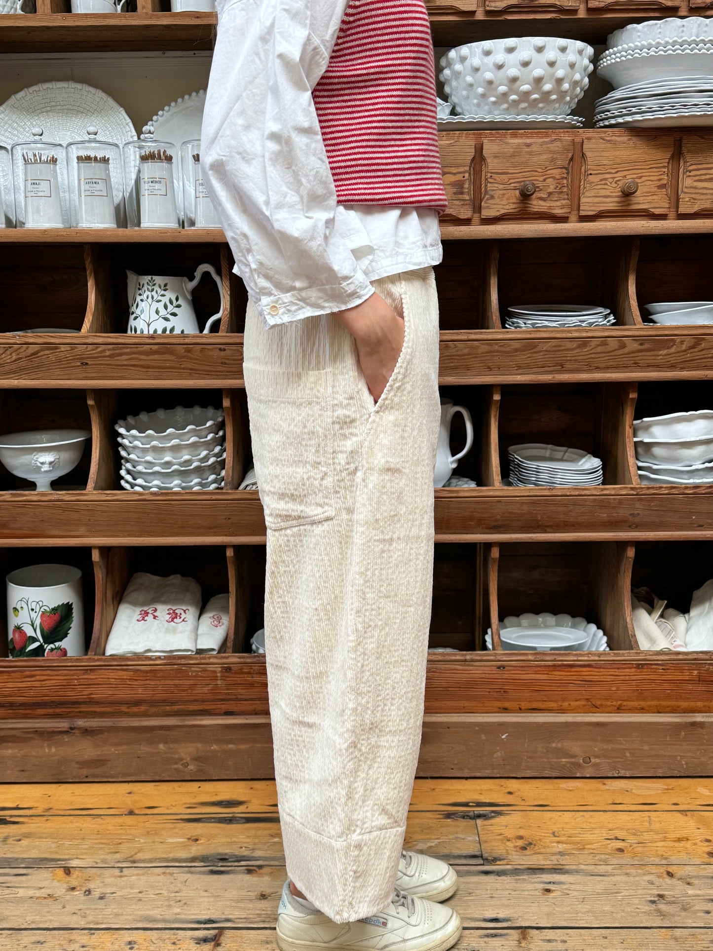 Aequamente Velvet Cord Pants - Cream