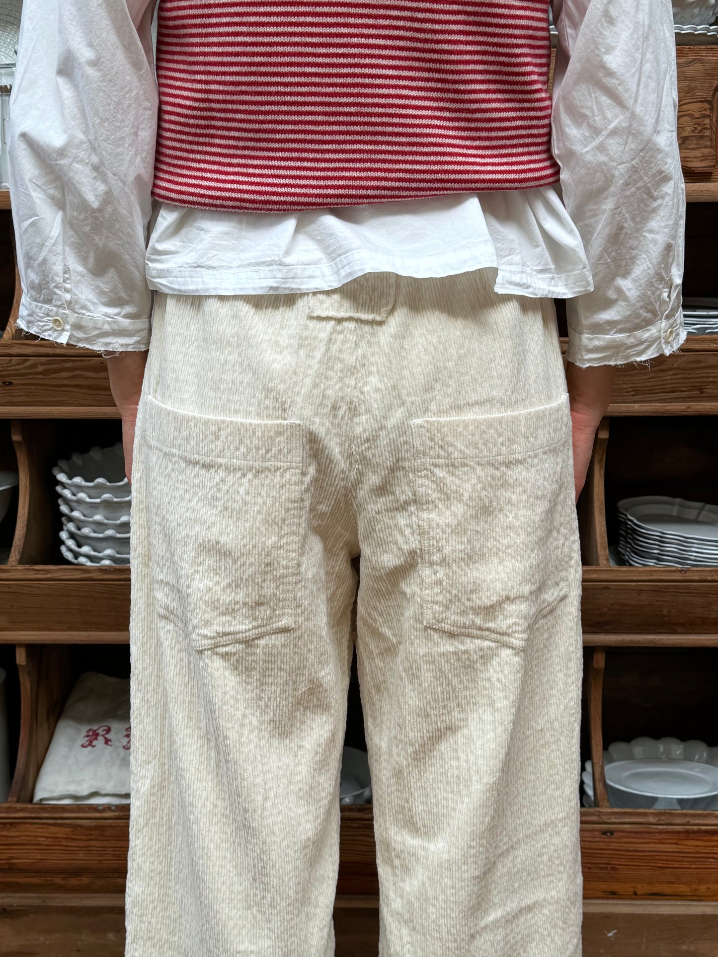 Aequamente Velvet Cord Pants - Cream