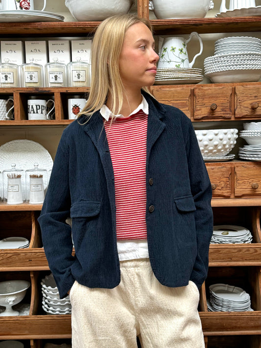 Aequamente Short Jacket - Navy Velvet Cord