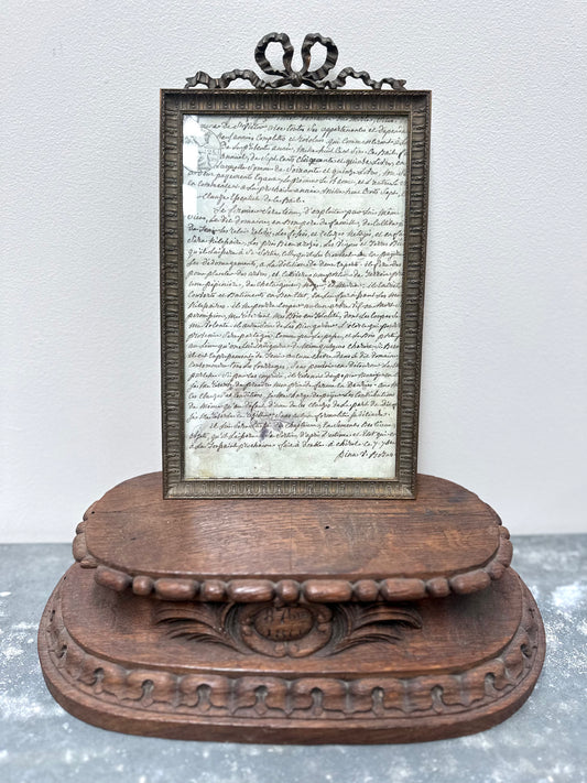Antique French Large Brass Photo Frame with Bow