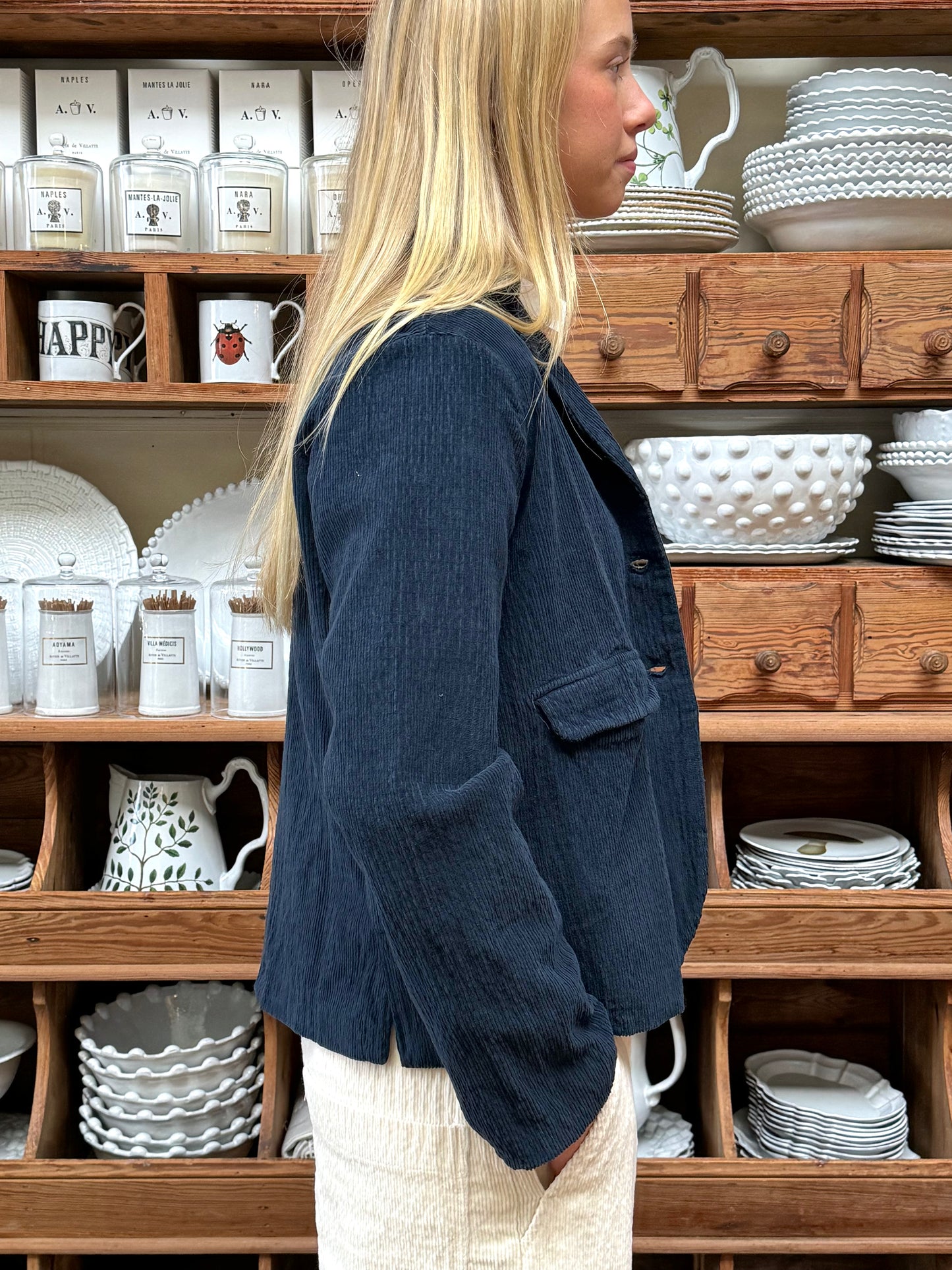 Aequamente Short Jacket - Navy Velvet Cord