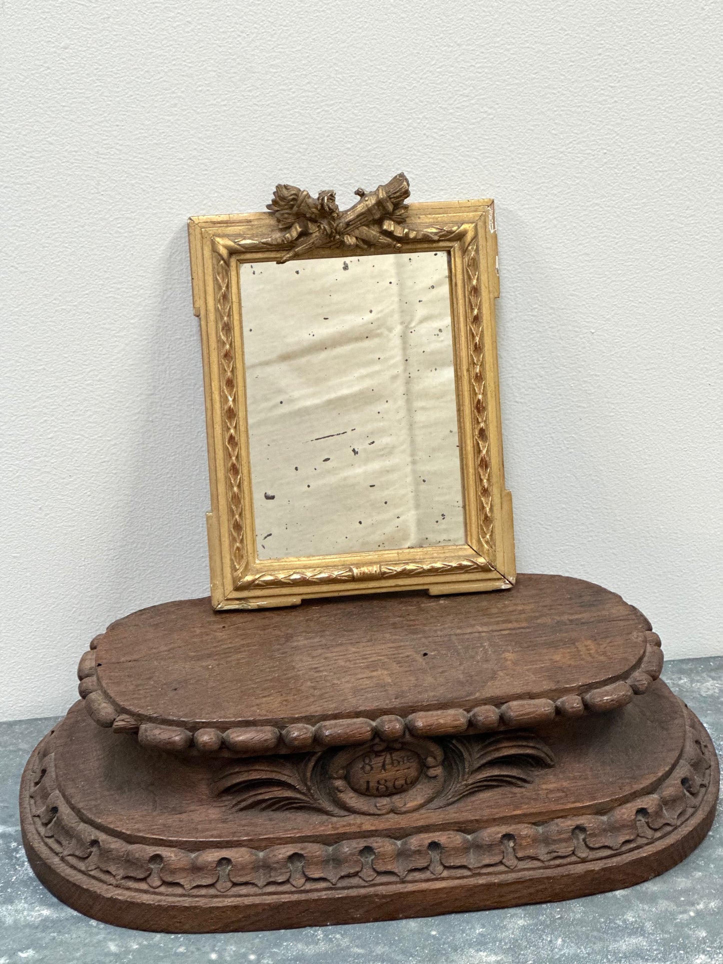 Antique French Miniature Gilt Mirror
