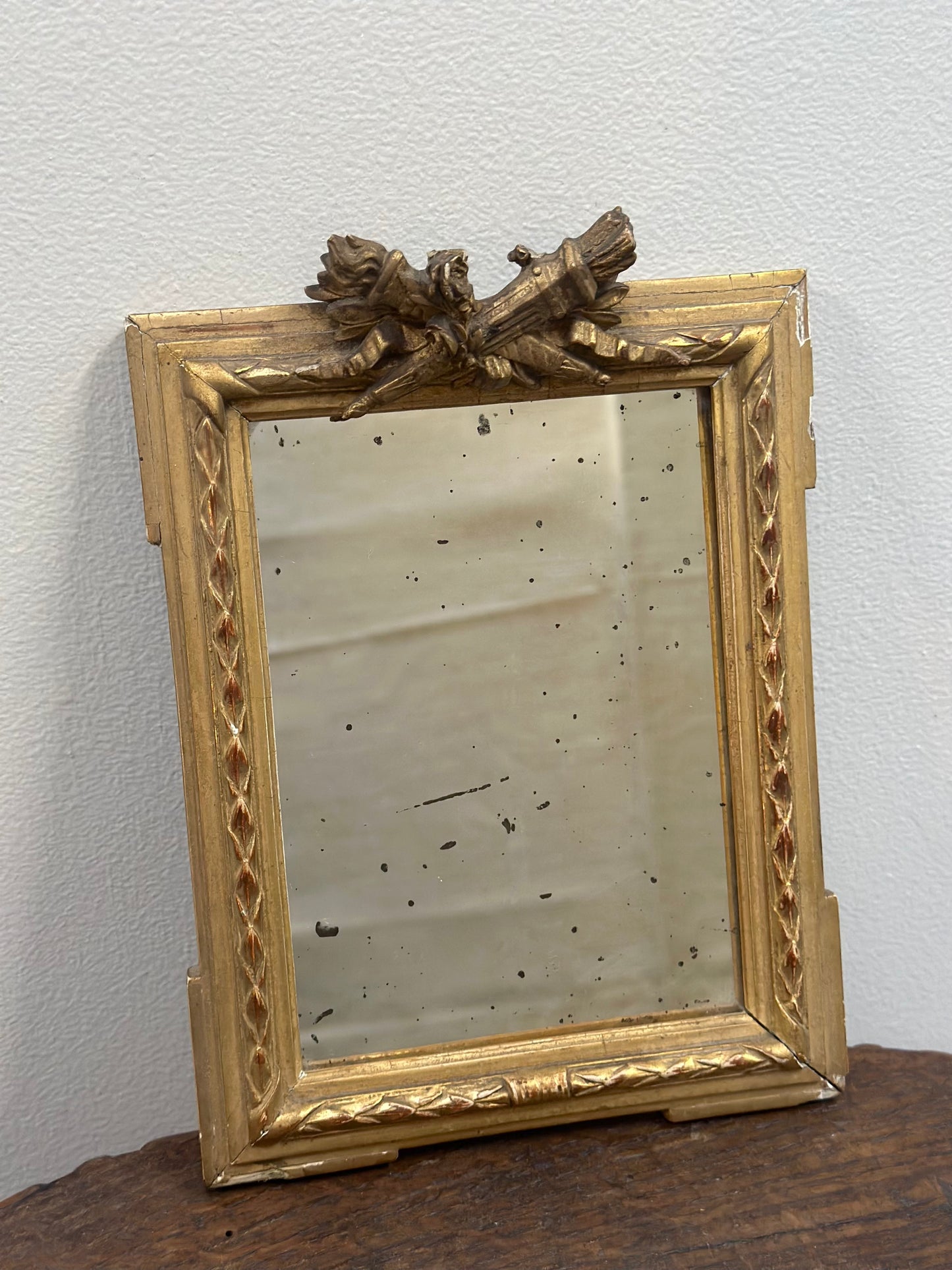 Antique French Miniature Gilt Mirror