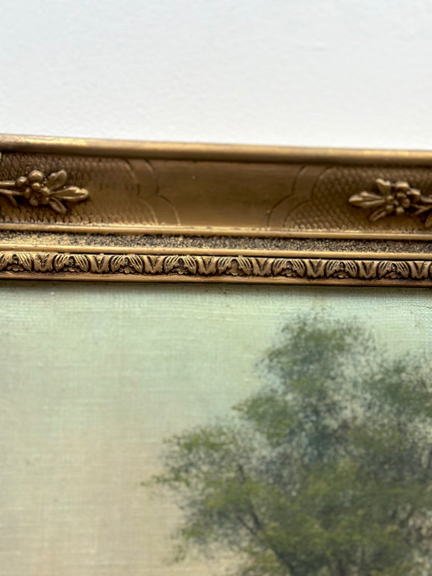 Antique French Gilt Framed Countryside Oil Painting