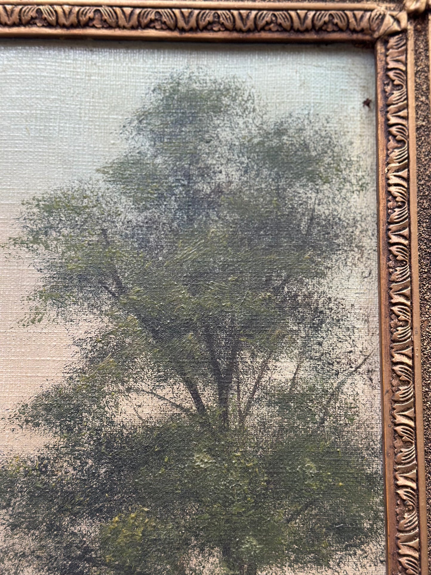 Antique French Gilt Framed Countryside Oil Painting