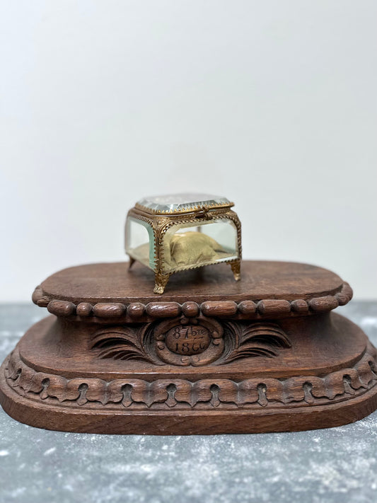 Antique French 'Boîte à Bijoux' Glass Jewellery Box - Square - Green