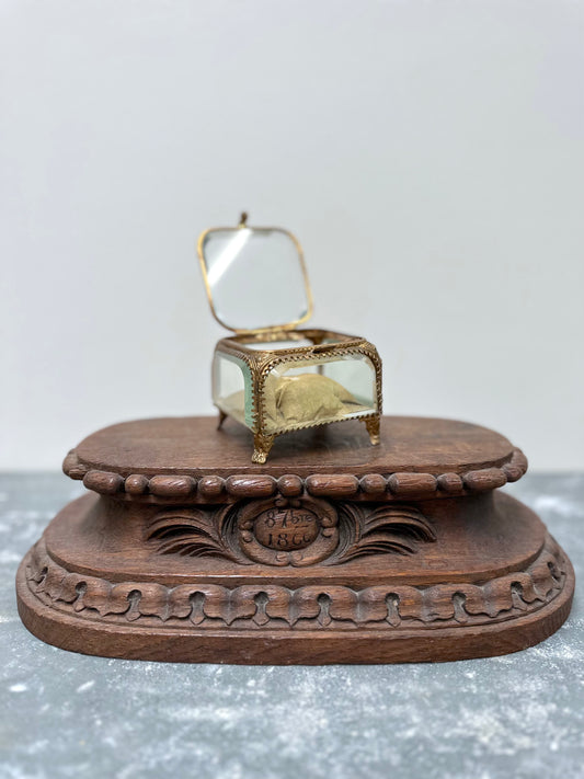 Antique French 'Boîte à Bijoux' Glass Jewellery Box - Square - Green