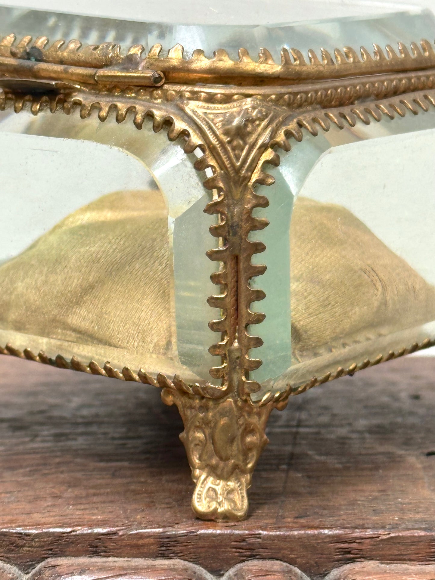 Antique French 'Boîte à Bijoux' Glass Jewellery Box - Square - Green