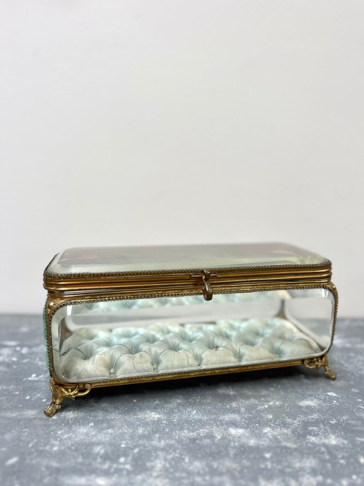 Antique French 'Boîte à Bijoux' Glass Jewellery Box - Extra Large Blue
