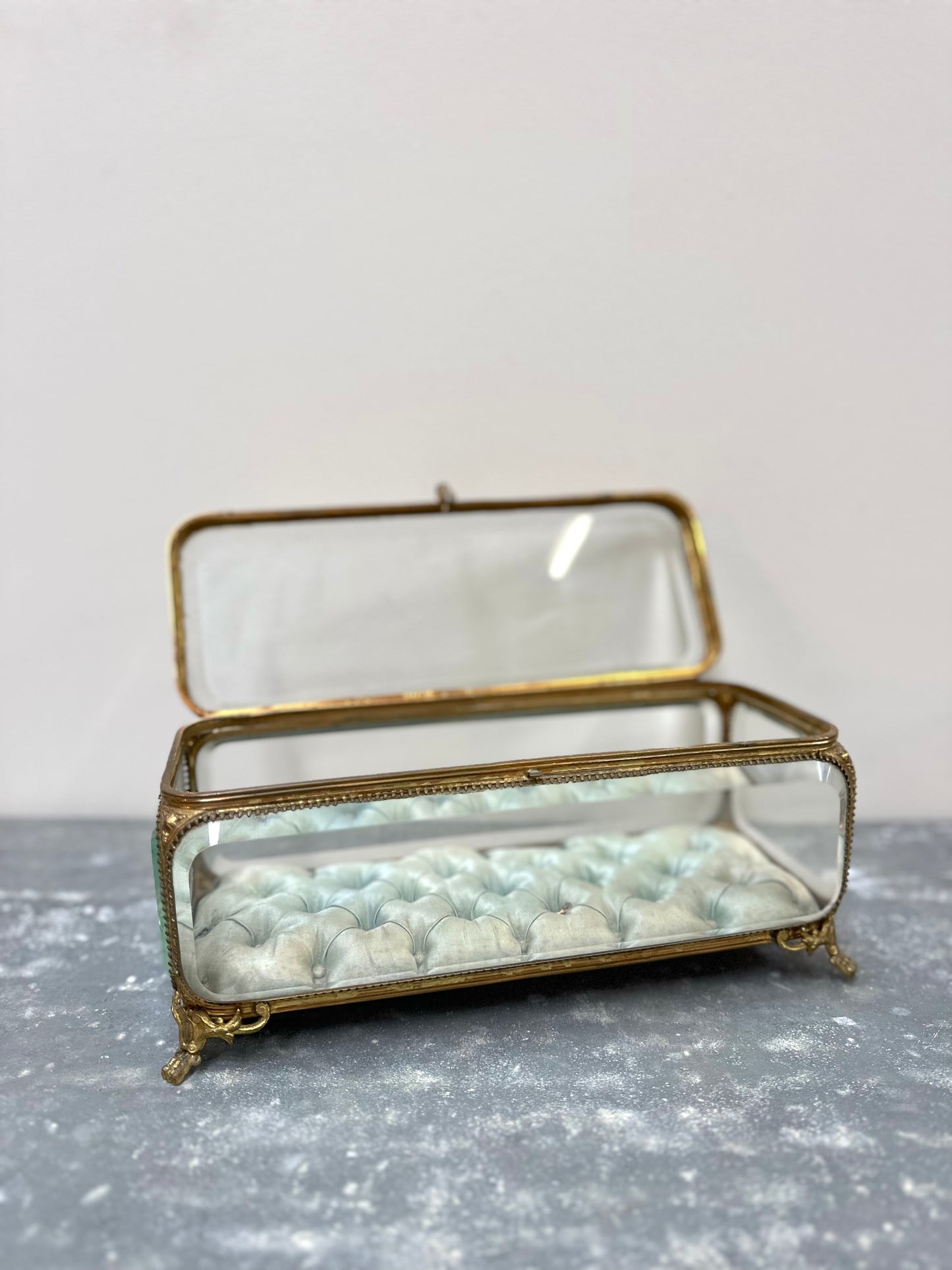 Antique French 'Boîte à Bijoux' Glass Jewellery Box - Extra Large Blue