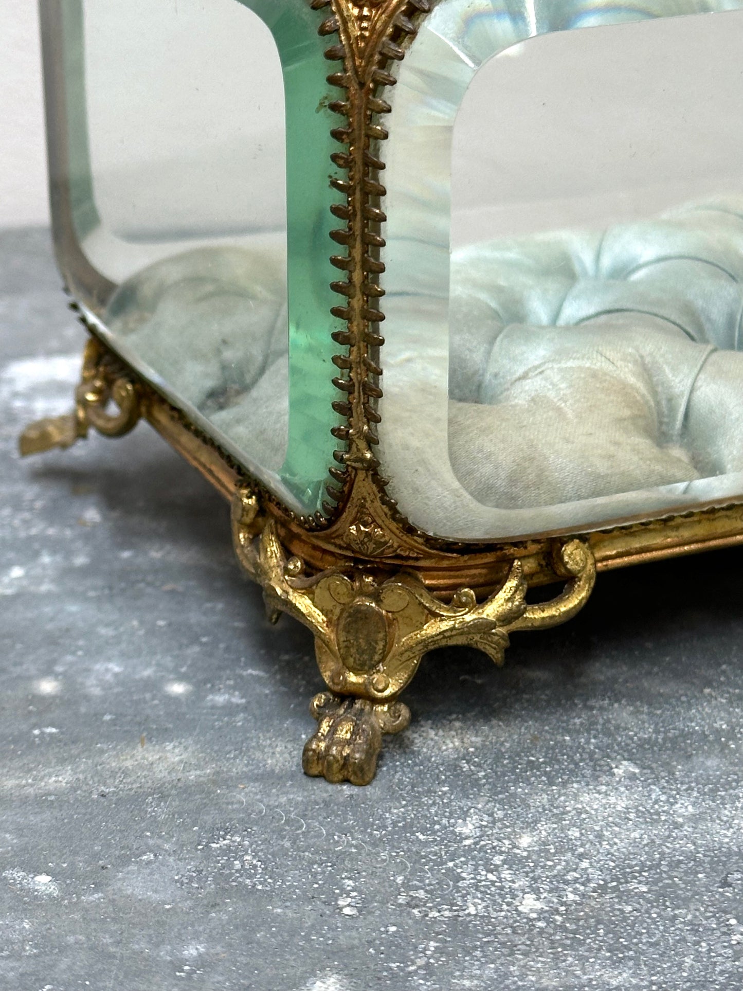 Antique French 'Boîte à Bijoux' Glass Jewellery Box - Extra Large Blue