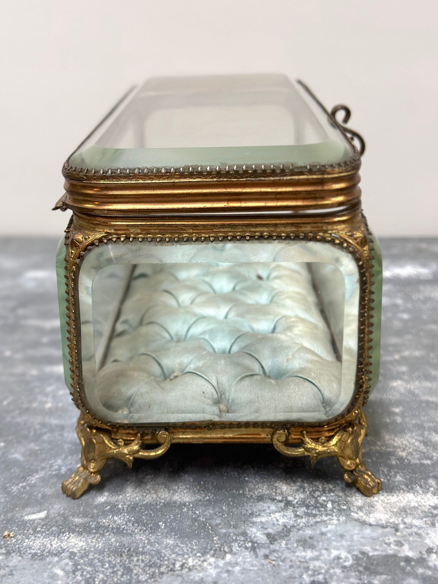 Antique French 'Boîte à Bijoux' Glass Jewellery Box - Extra Large Blue