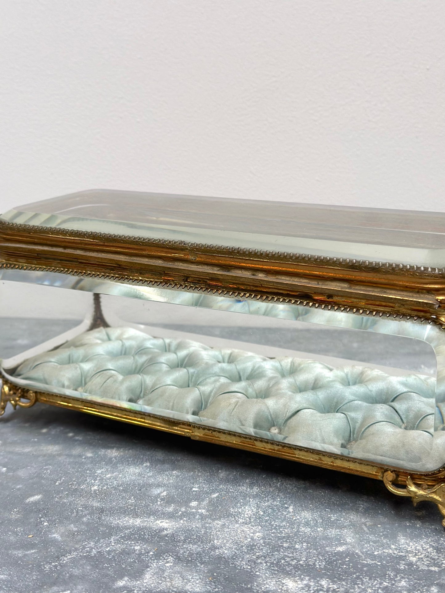 Antique French 'Boîte à Bijoux' Glass Jewellery Box - Extra Large Blue