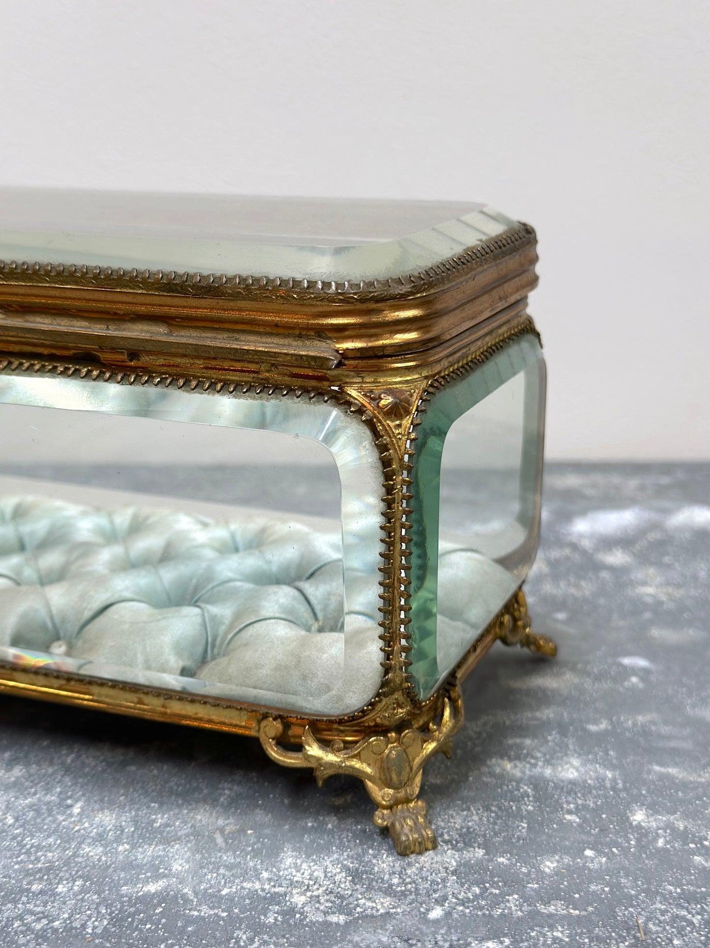 Antique French 'Boîte à Bijoux' Glass Jewellery Box - Extra Large Blue