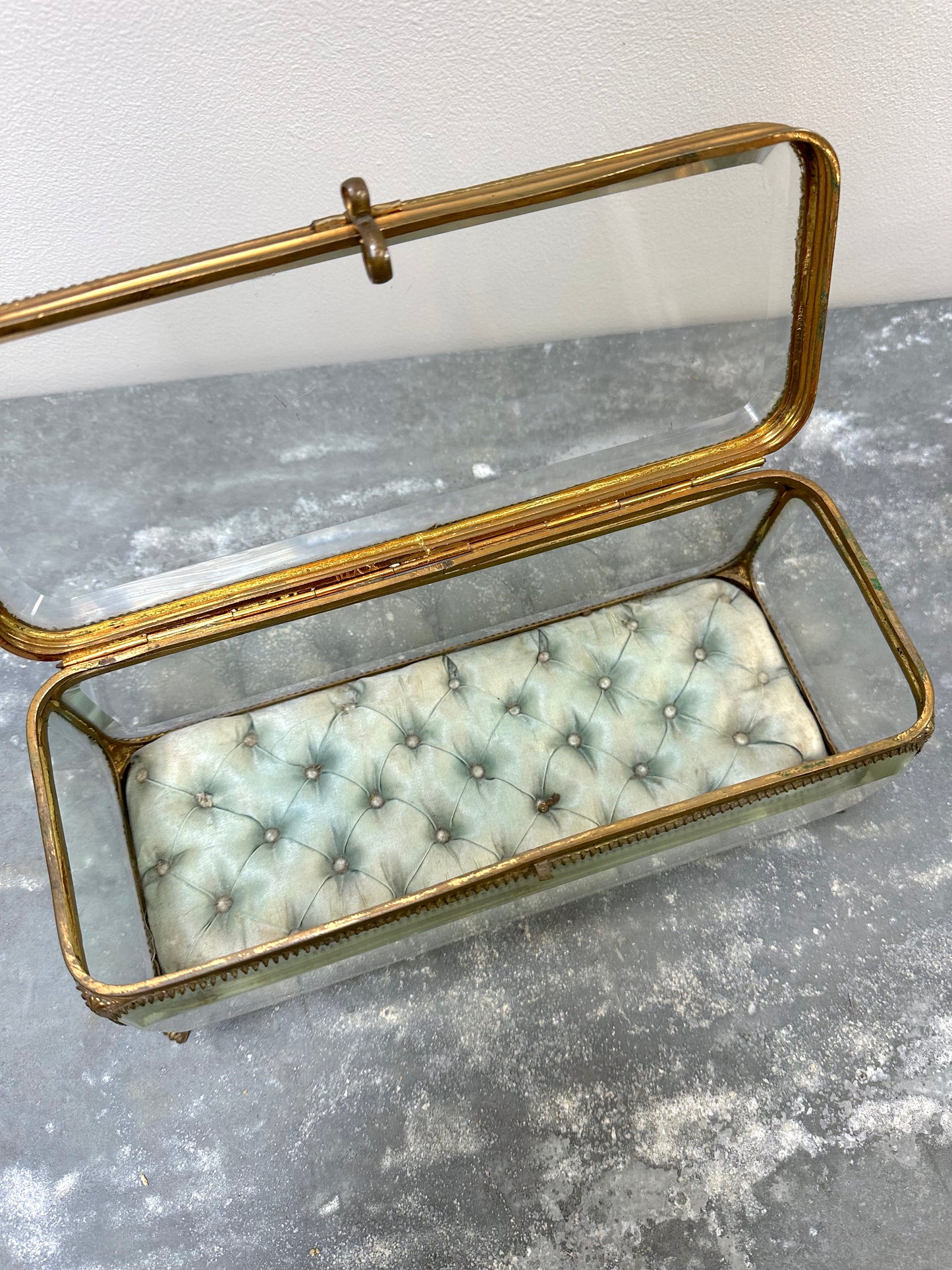 Antique French 'Boîte à Bijoux' Glass Jewellery Box - Extra Large Blue