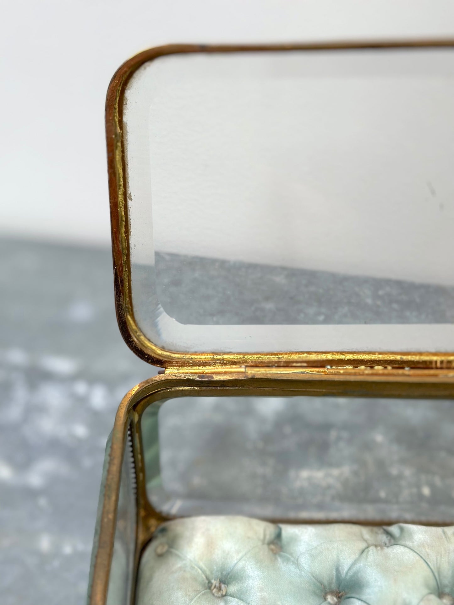 Antique French 'Boîte à Bijoux' Glass Jewellery Box - Extra Large Blue