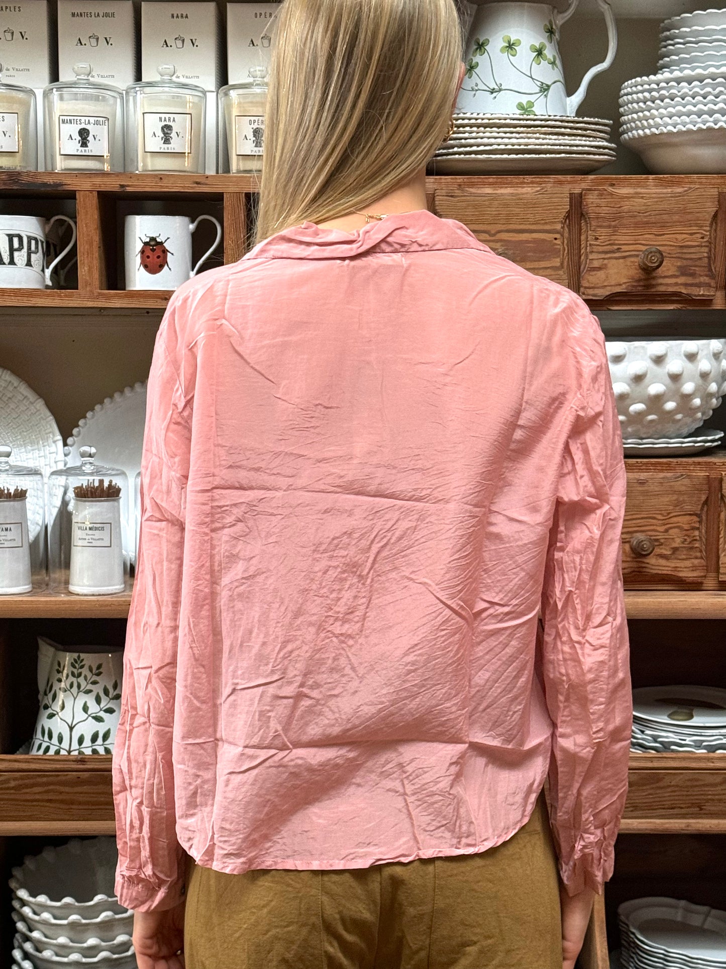 Sula Button Up Blouse - Rose Tan
