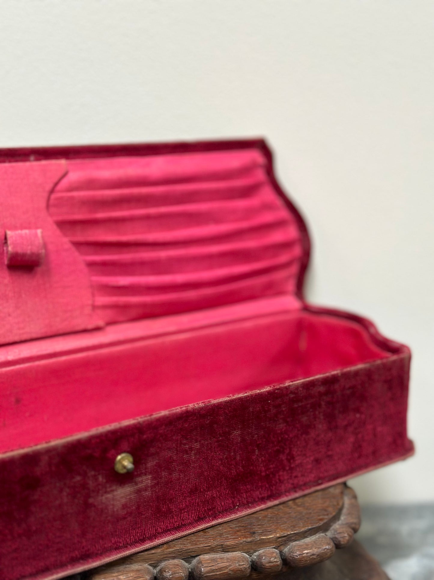 Antique French Raspberry Velvet Boudoir Box