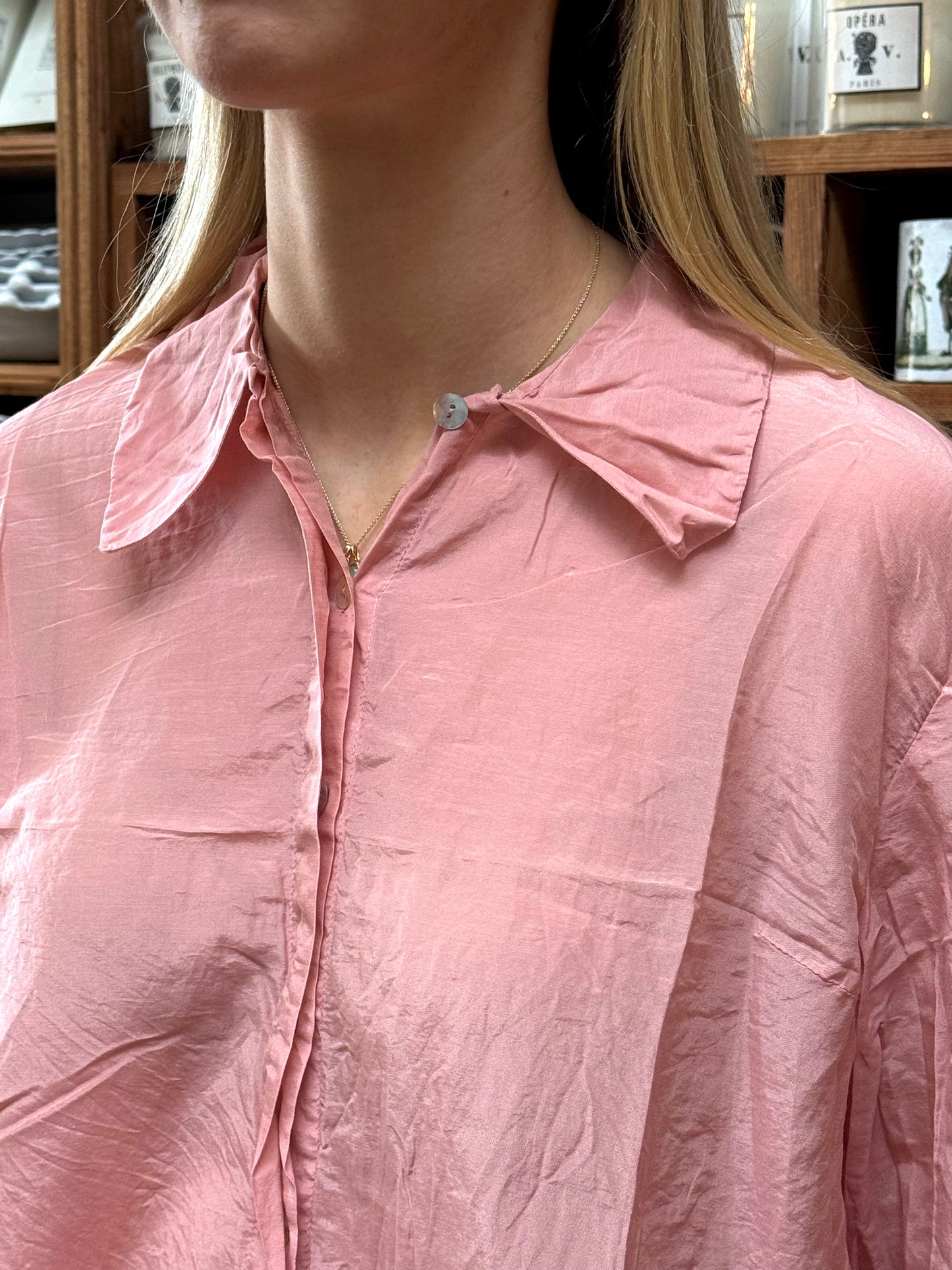 Sula Button Up Blouse - Rose Tan