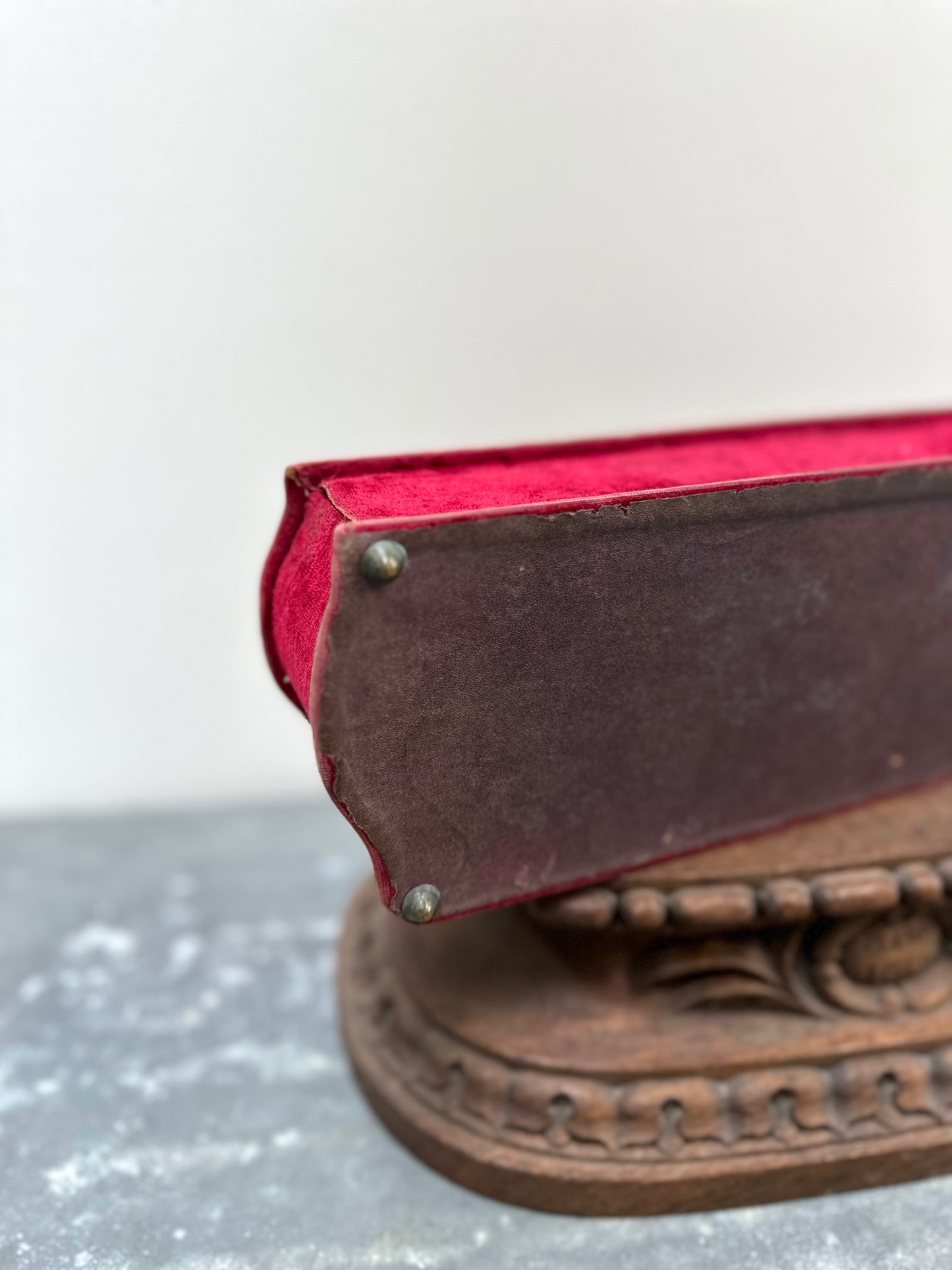 Antique French Raspberry Velvet Boudoir Box