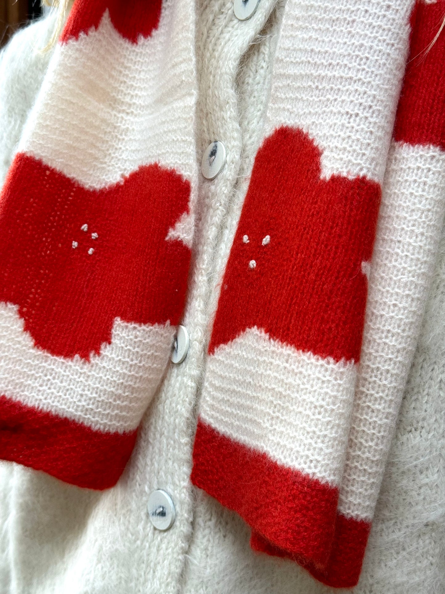 Sula Cashmere Flower Scarf - Red And Cream