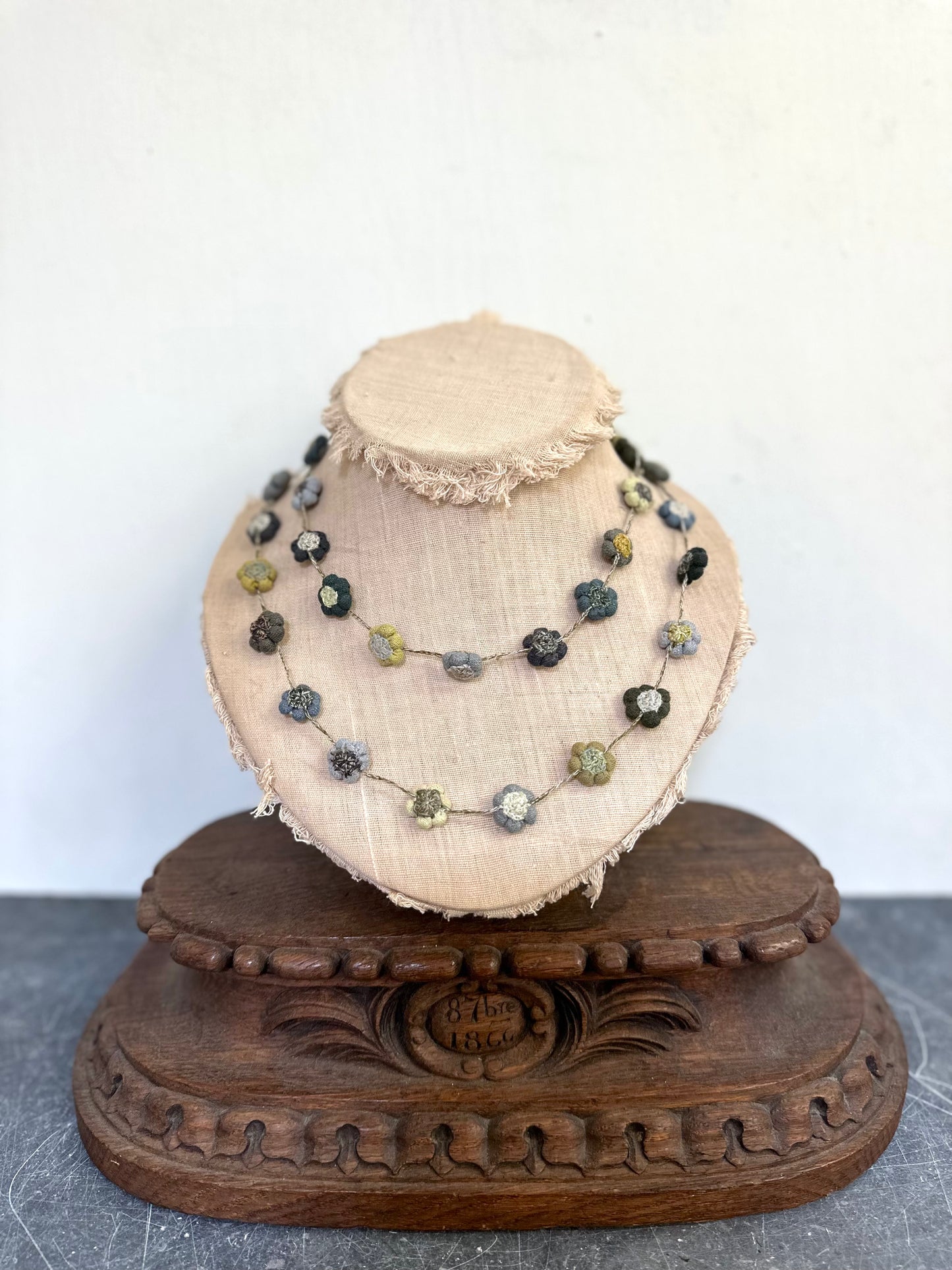 Sophie Digard Mini Flower Long Crochet Necklace - Blue/Green