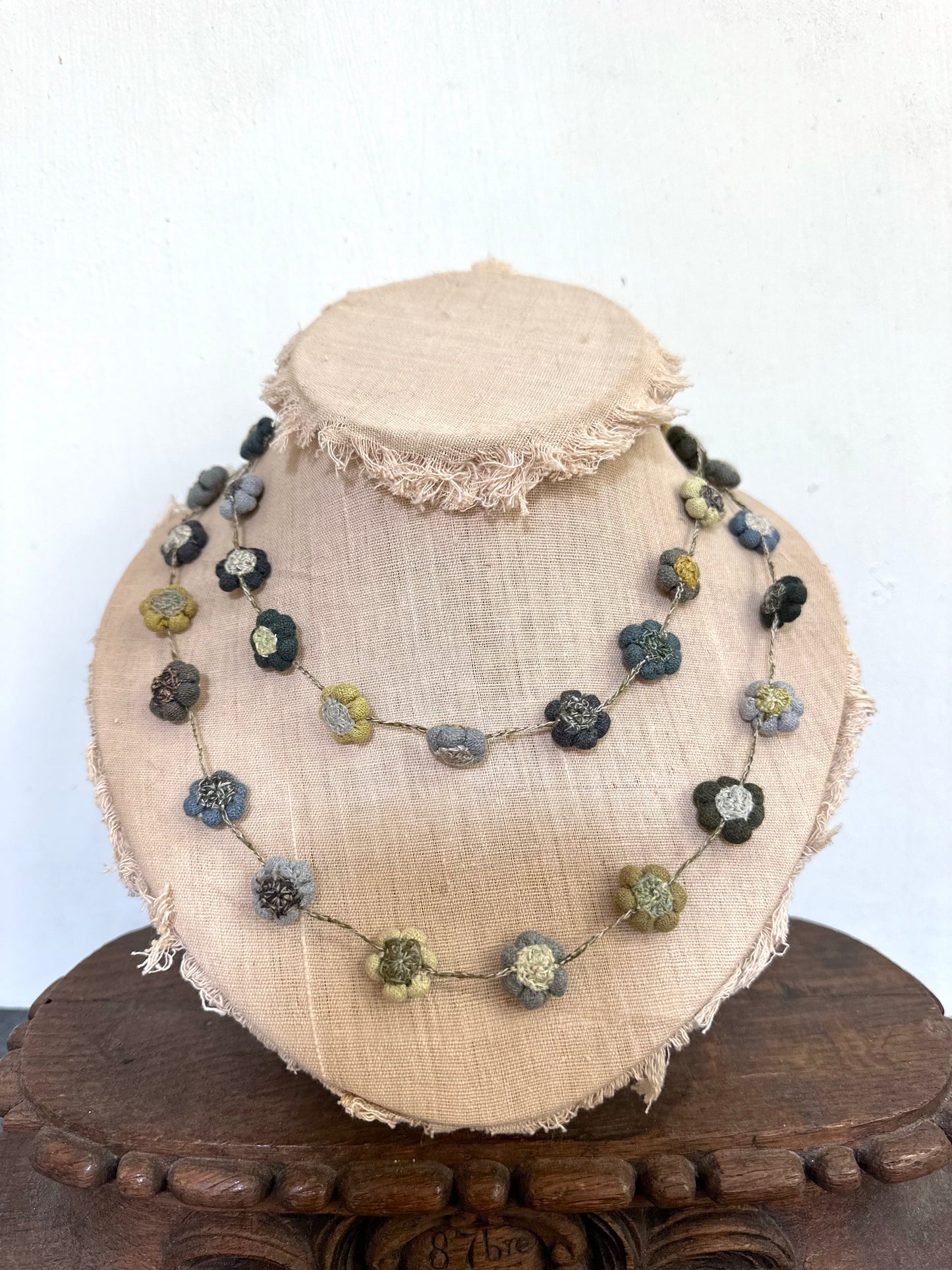 Sophie Digard Mini Flower Long Crochet Necklace - Blue/Green