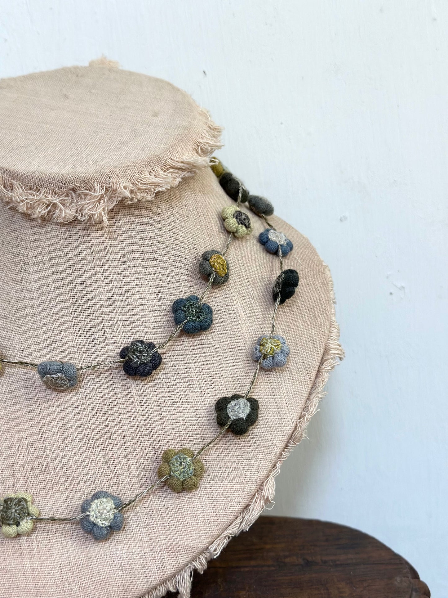 Sophie Digard Mini Flower Long Crochet Necklace - Blue/Green