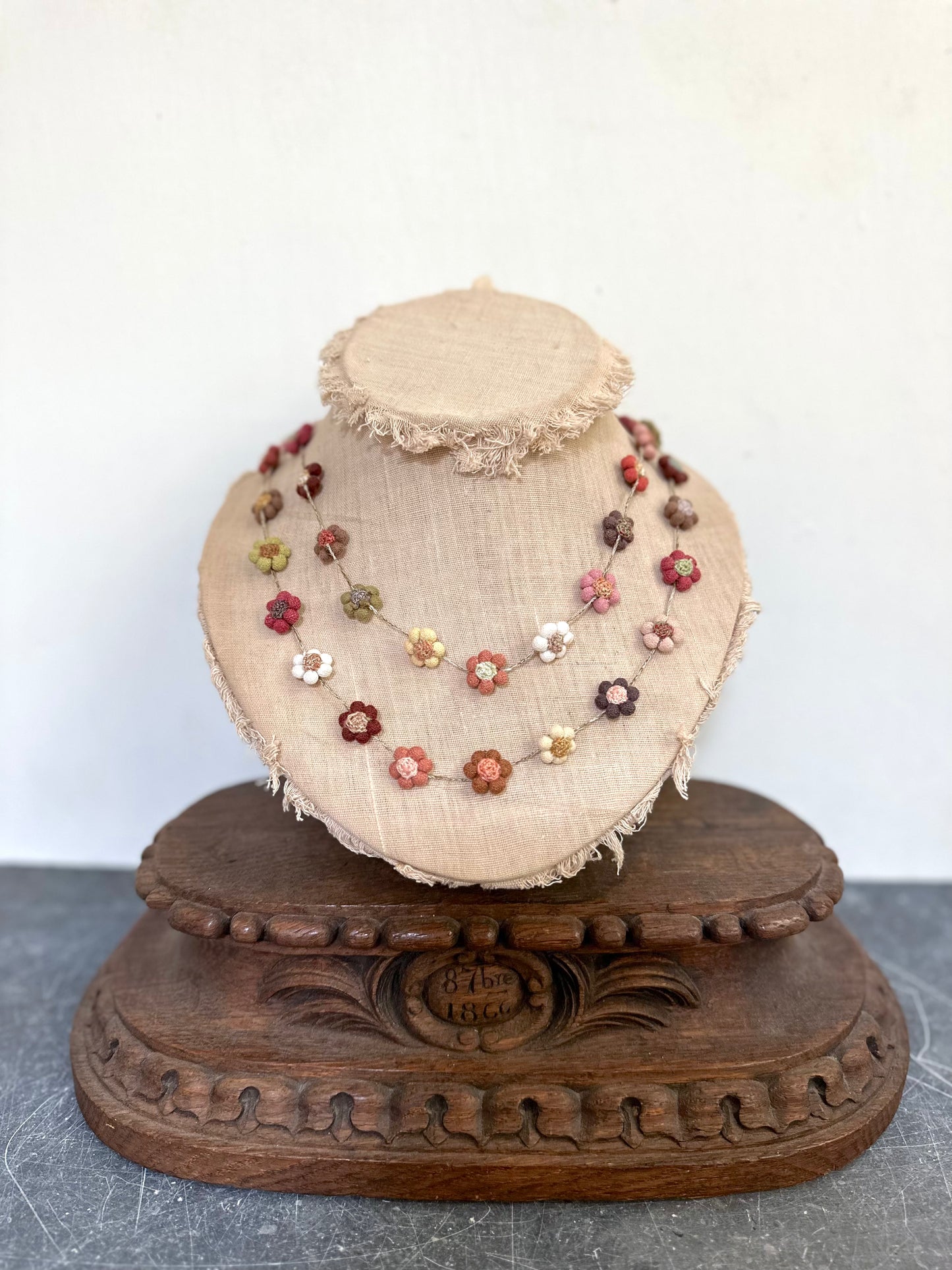 Sophie Digard Mini Flower Long Crochet Necklace - Pink