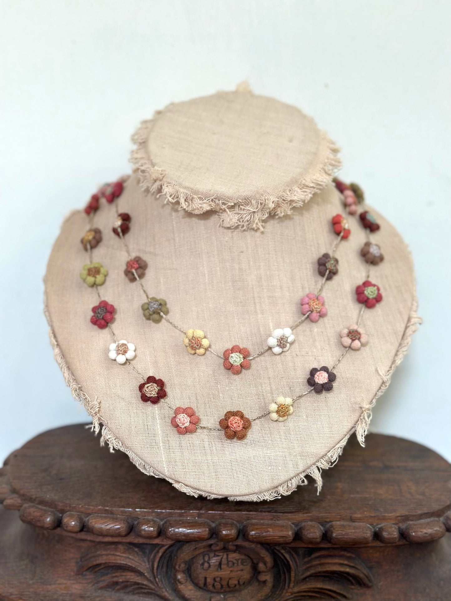 Sophie Digard Mini Flower Long Crochet Necklace - Pink