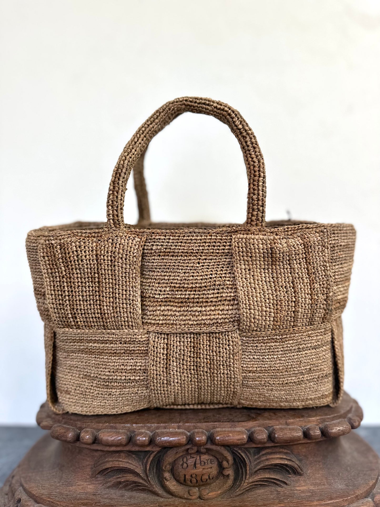Sophie Digard Small Raffia Woven Handbag - Light Brown