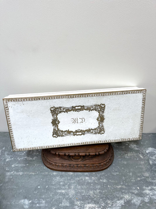 Antique French Monogram Ladies Storage Box