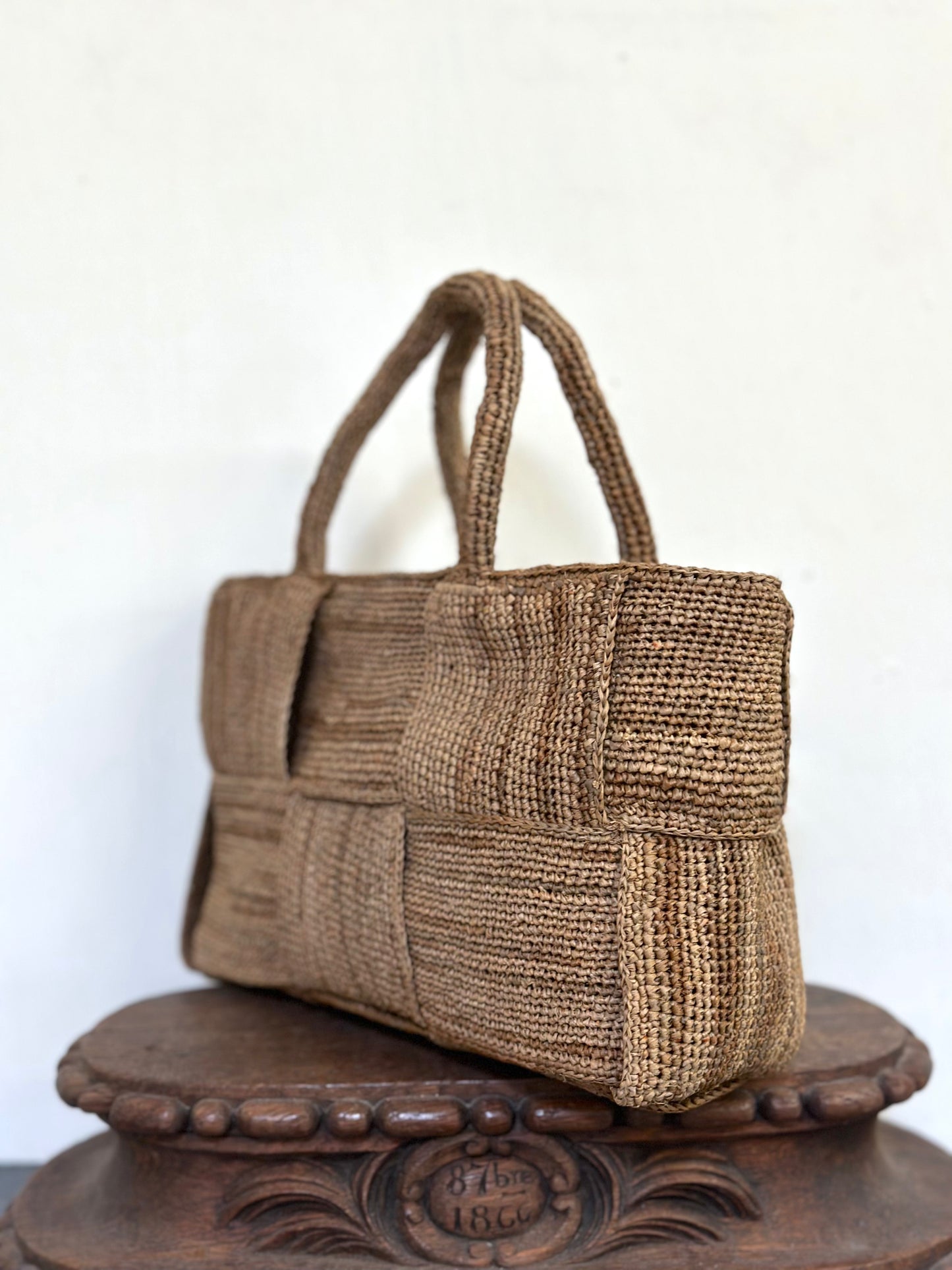 Sophie Digard Small Raffia Woven Handbag - Light Brown