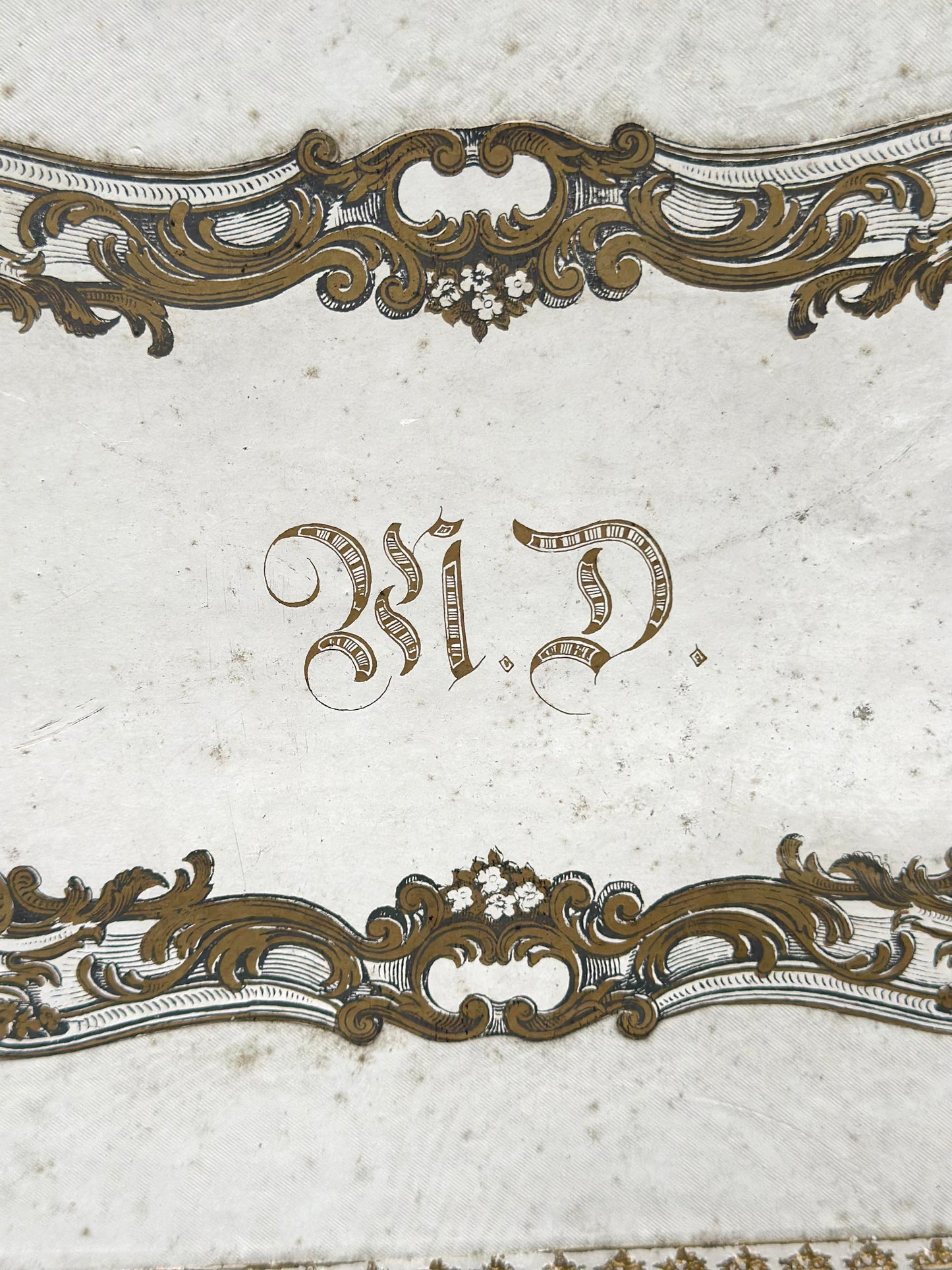 Antique French Monogram Ladies Storage Box