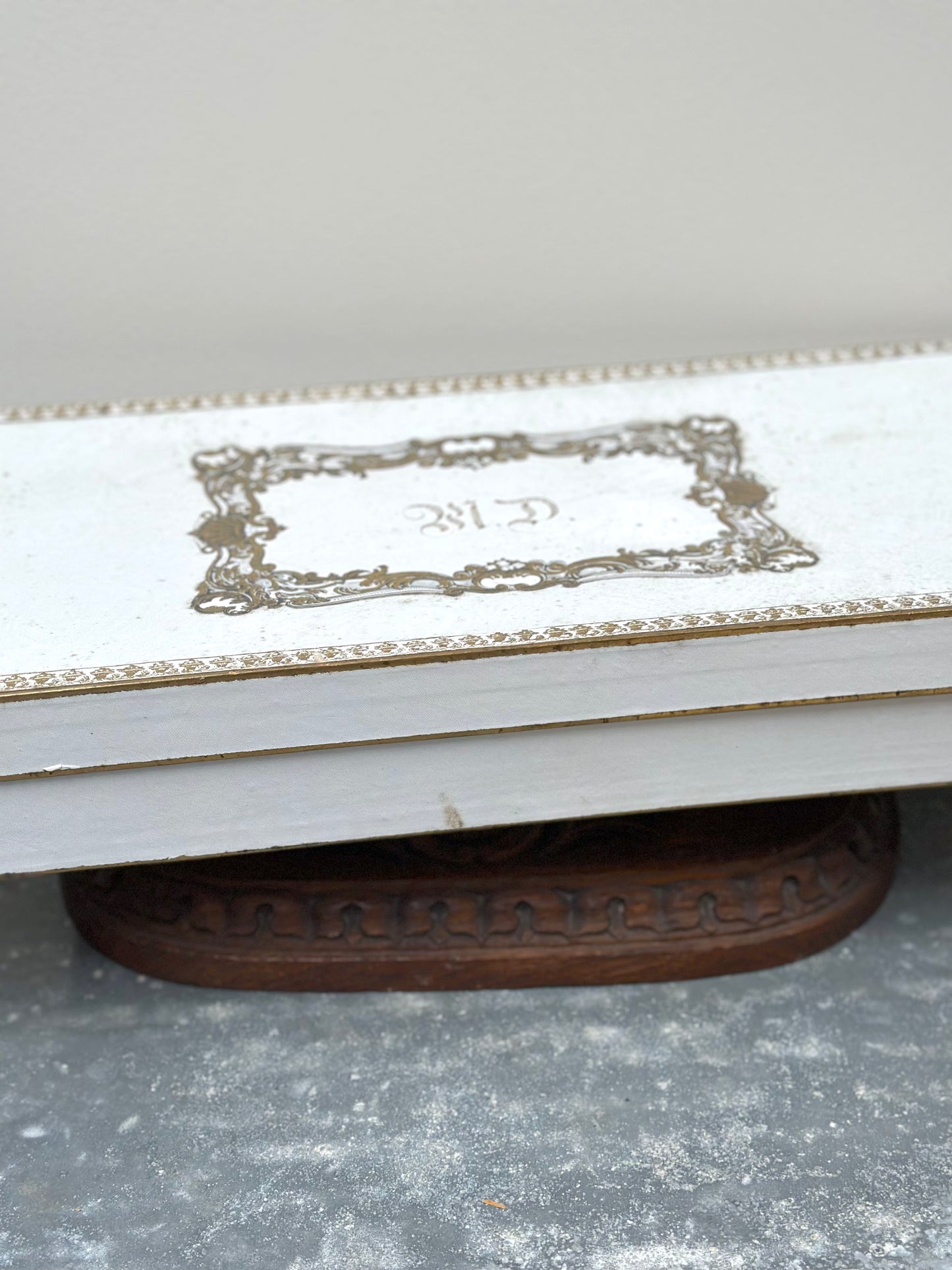 Antique French Monogram Ladies Storage Box