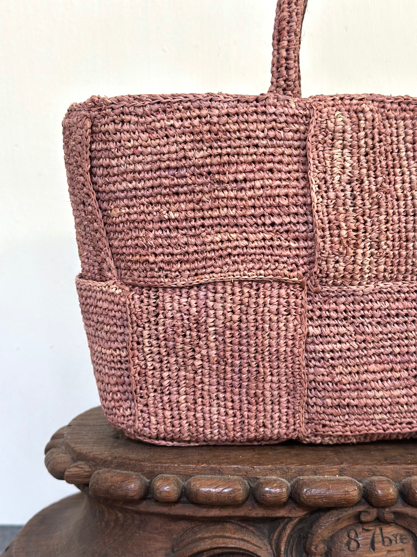 Sophie Digard Small Raffia Woven Handbag - Pink