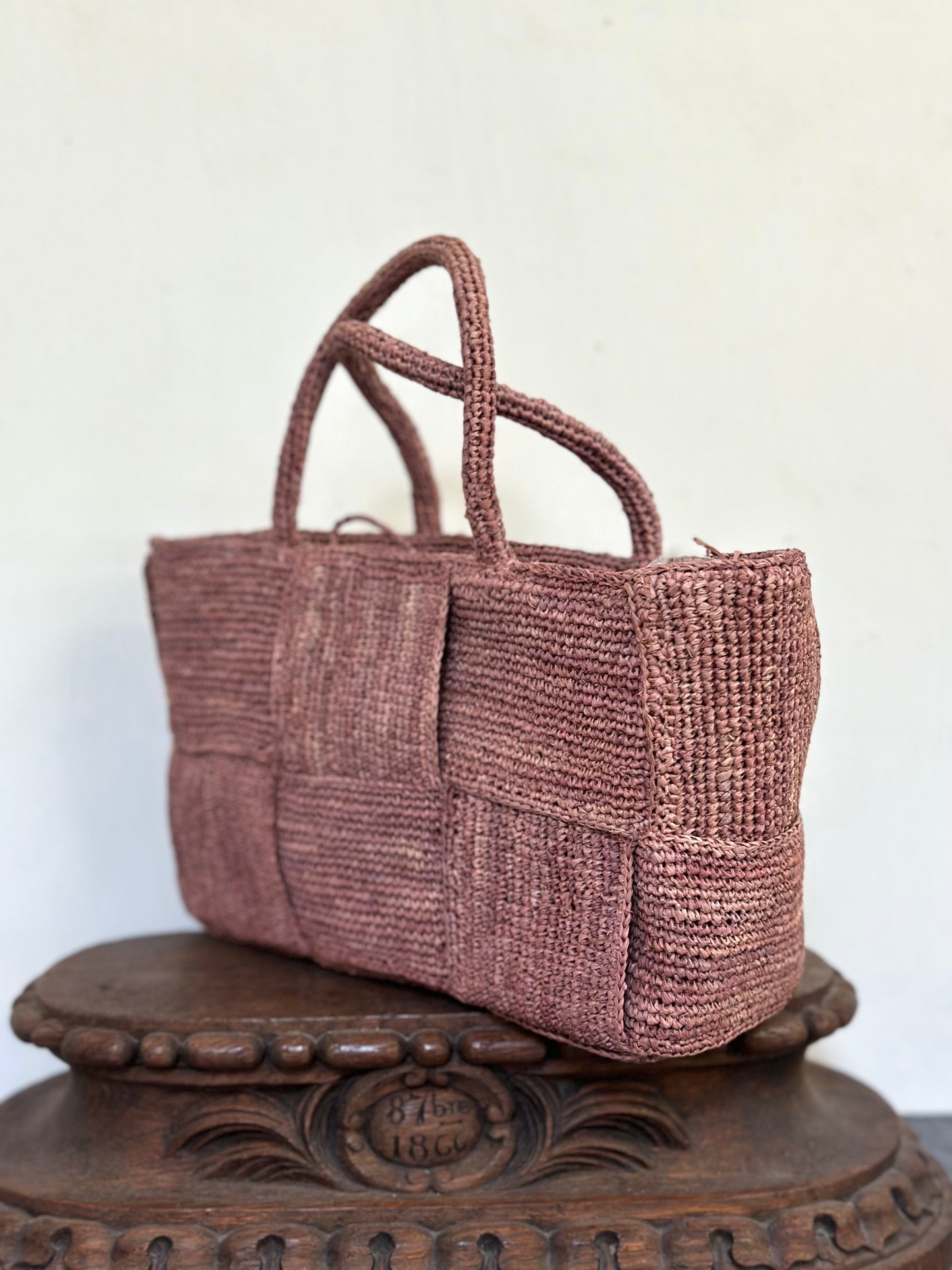 Sophie Digard Small Raffia Woven Handbag - Pink
