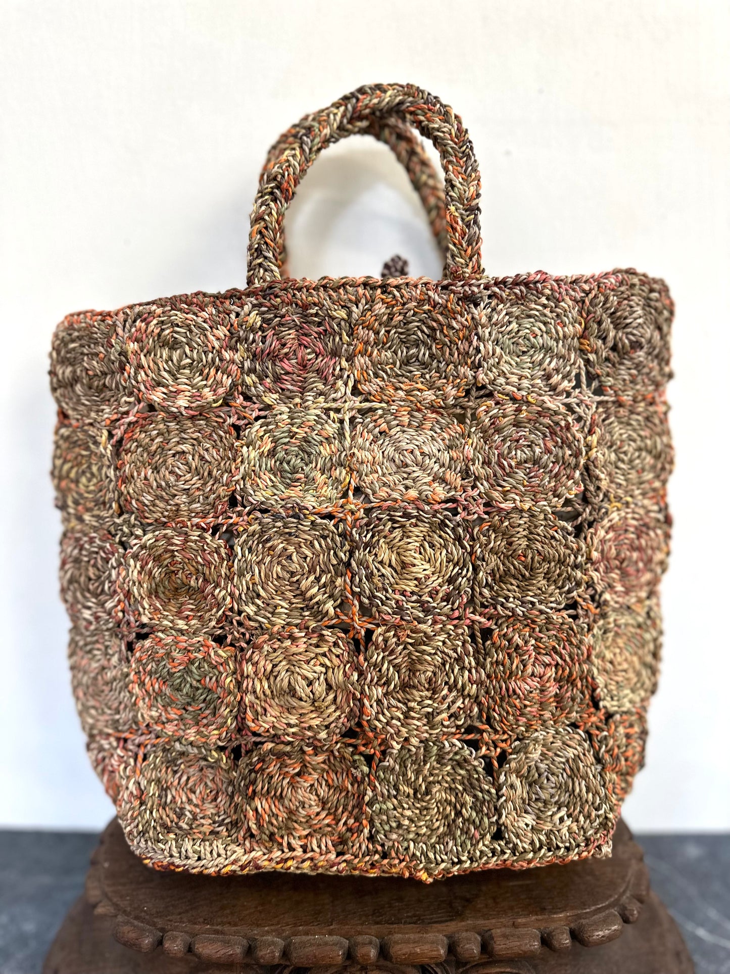 Sophie Digard Medium Raffia Bag Spring Circles