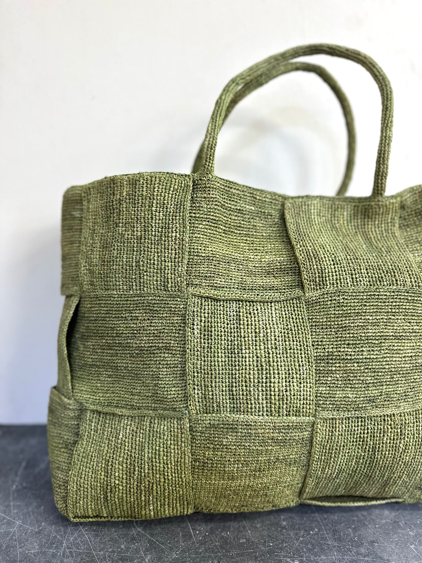 Sophie Digard Large Raffia Woven Bag - Green