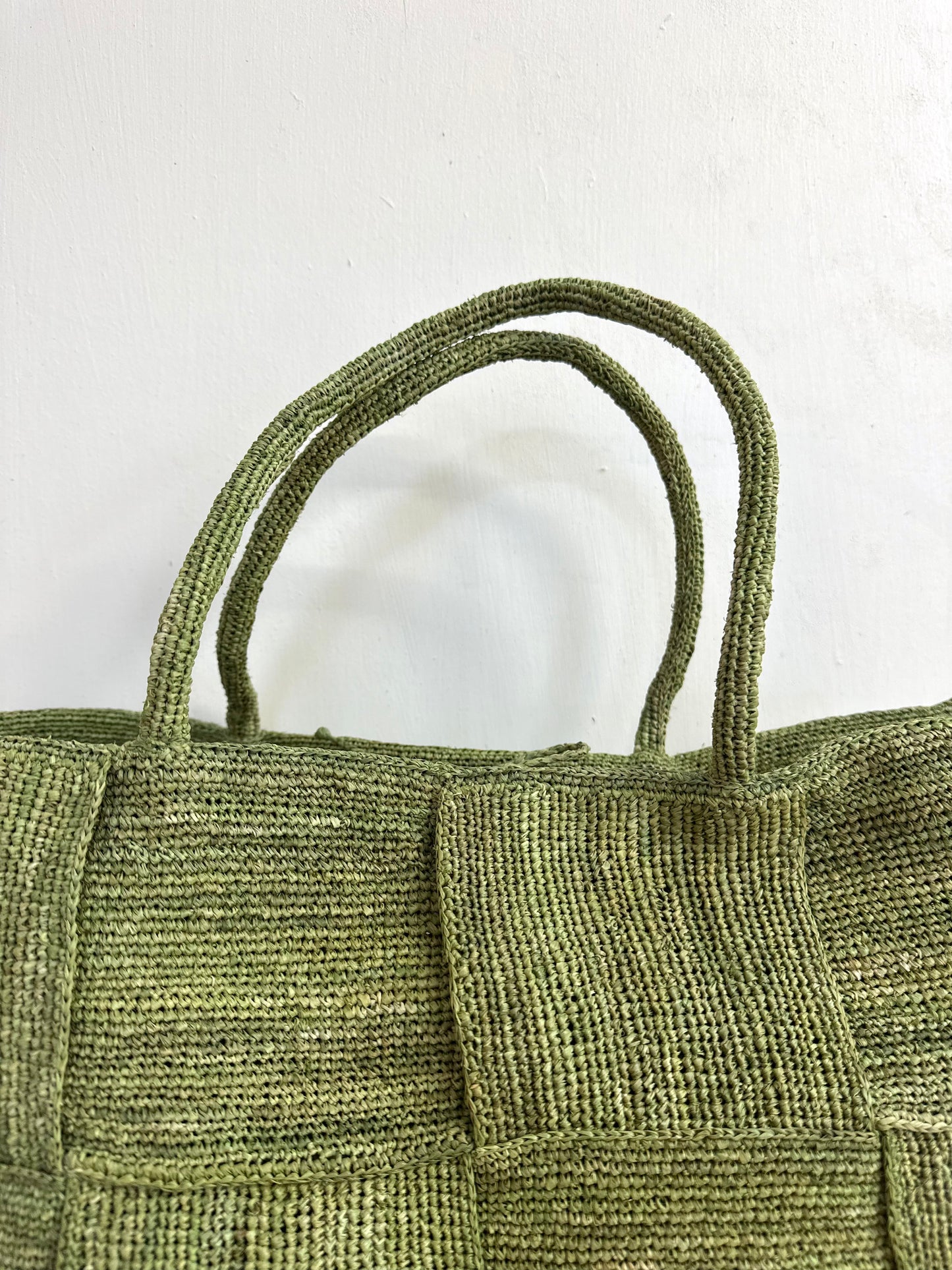 Sophie Digard Large Raffia Woven Bag - Green