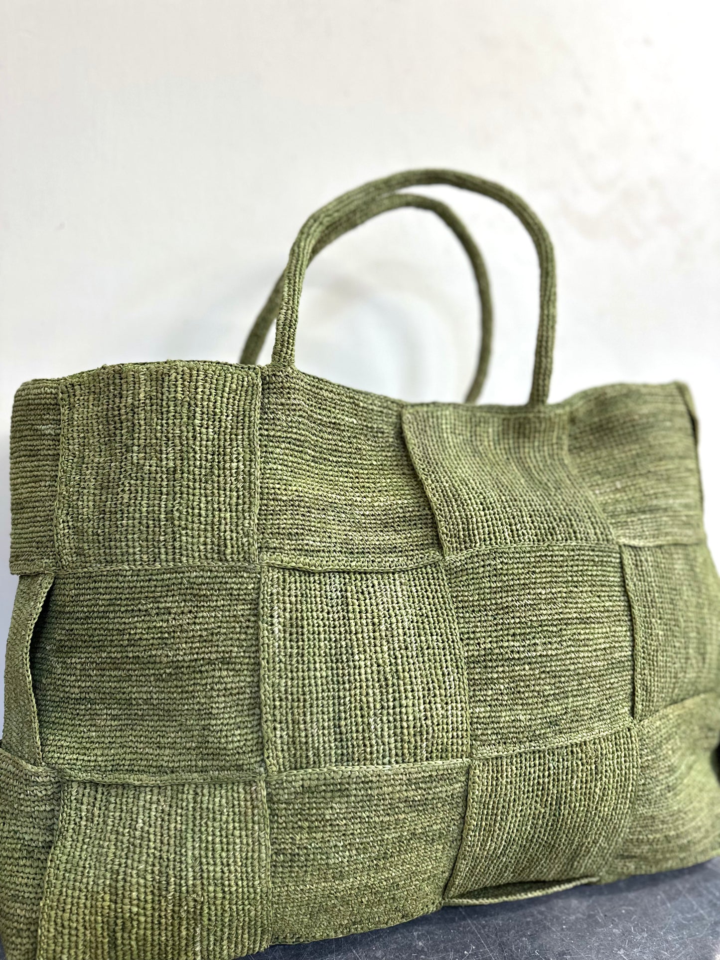 Sophie Digard Large Raffia Woven Bag - Green