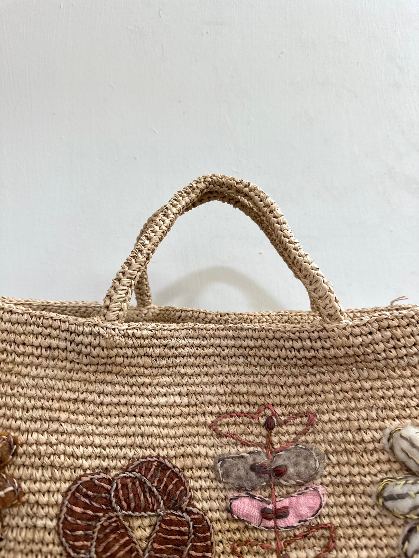 Sophie Digard Medium Raffia Bag Spring Flower Garden