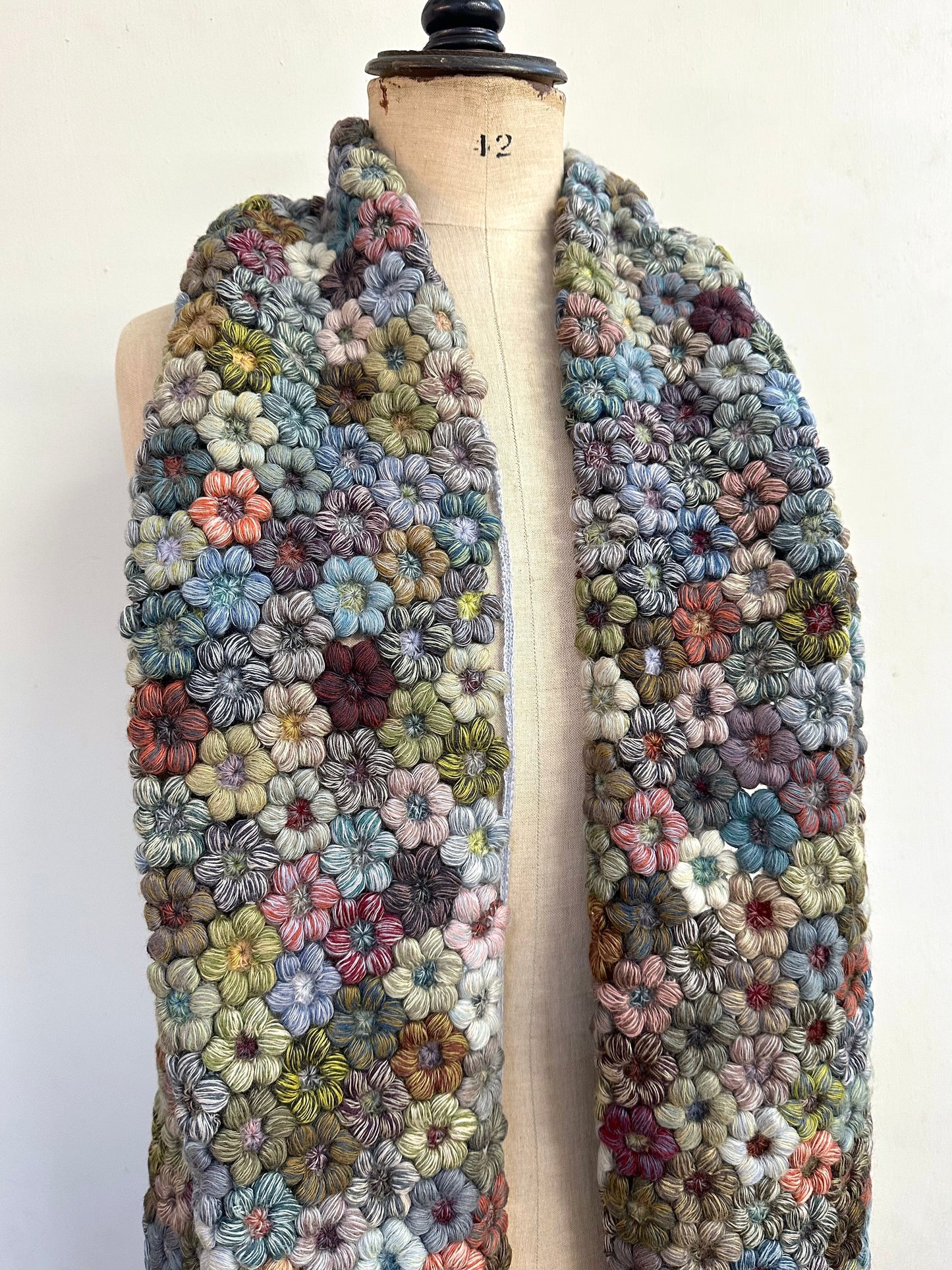 Sophie Digard Large Multi Floral Crochet Scarf
