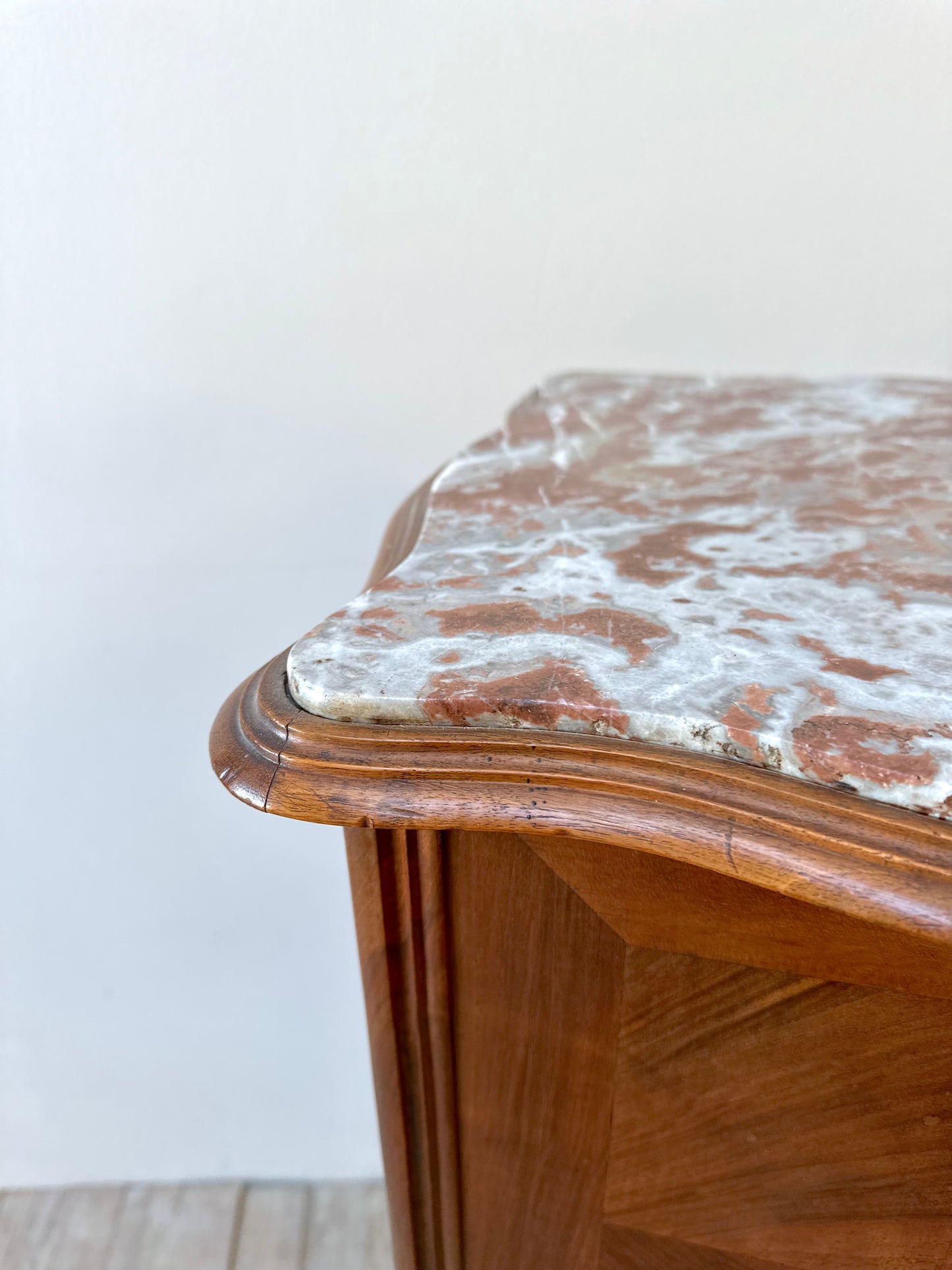 Antique French Louis XV Quartercut Veneer Bedside Table