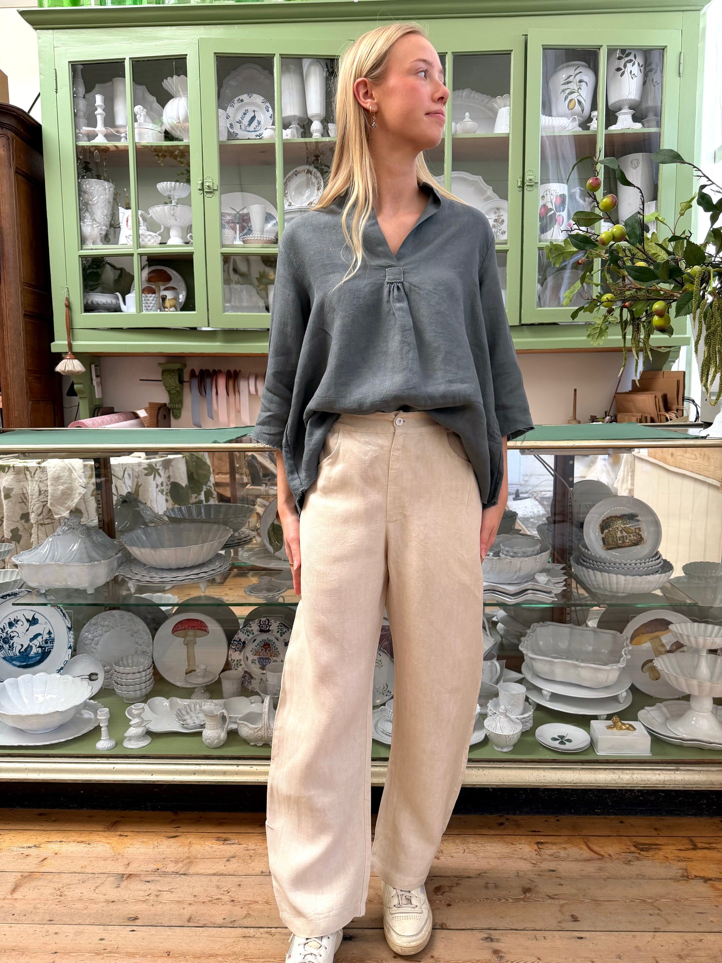 Sula Everyday Linen Twill Trousers - Cream