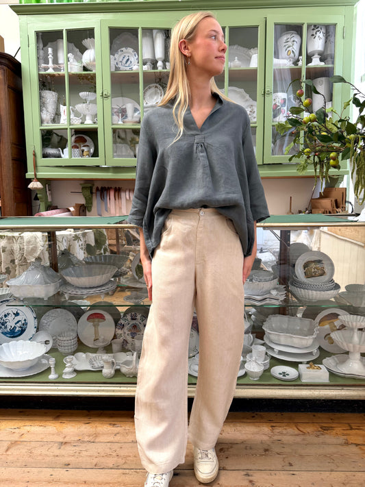 Sula Everyday Linen Twill Trousers - Cream