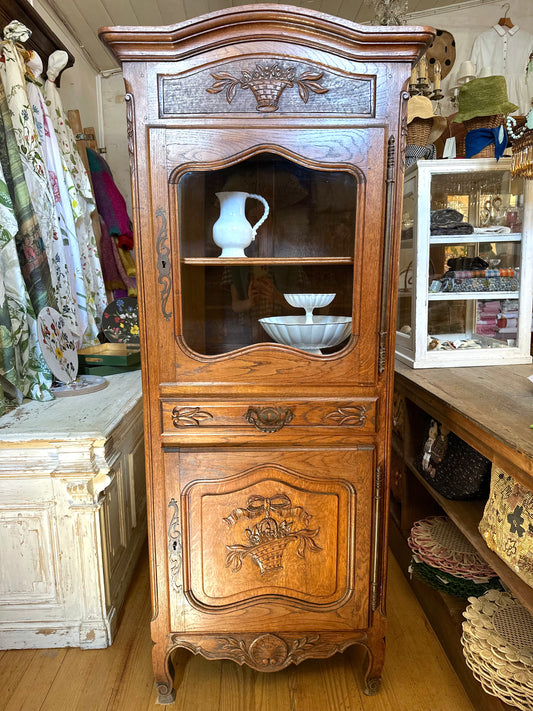Antique French Oak Farmhouse Vitrine