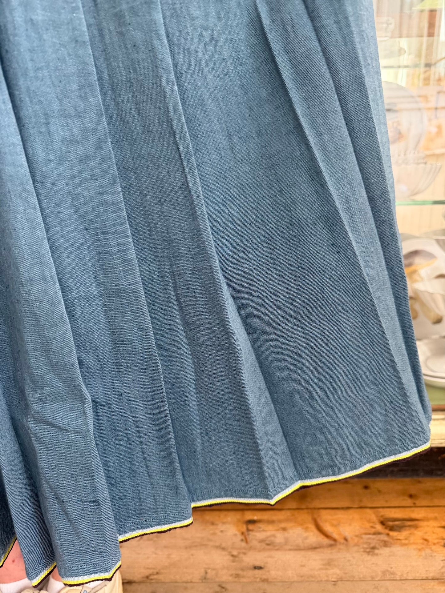 Runaway Bicycle Pleated Skirt - Blue