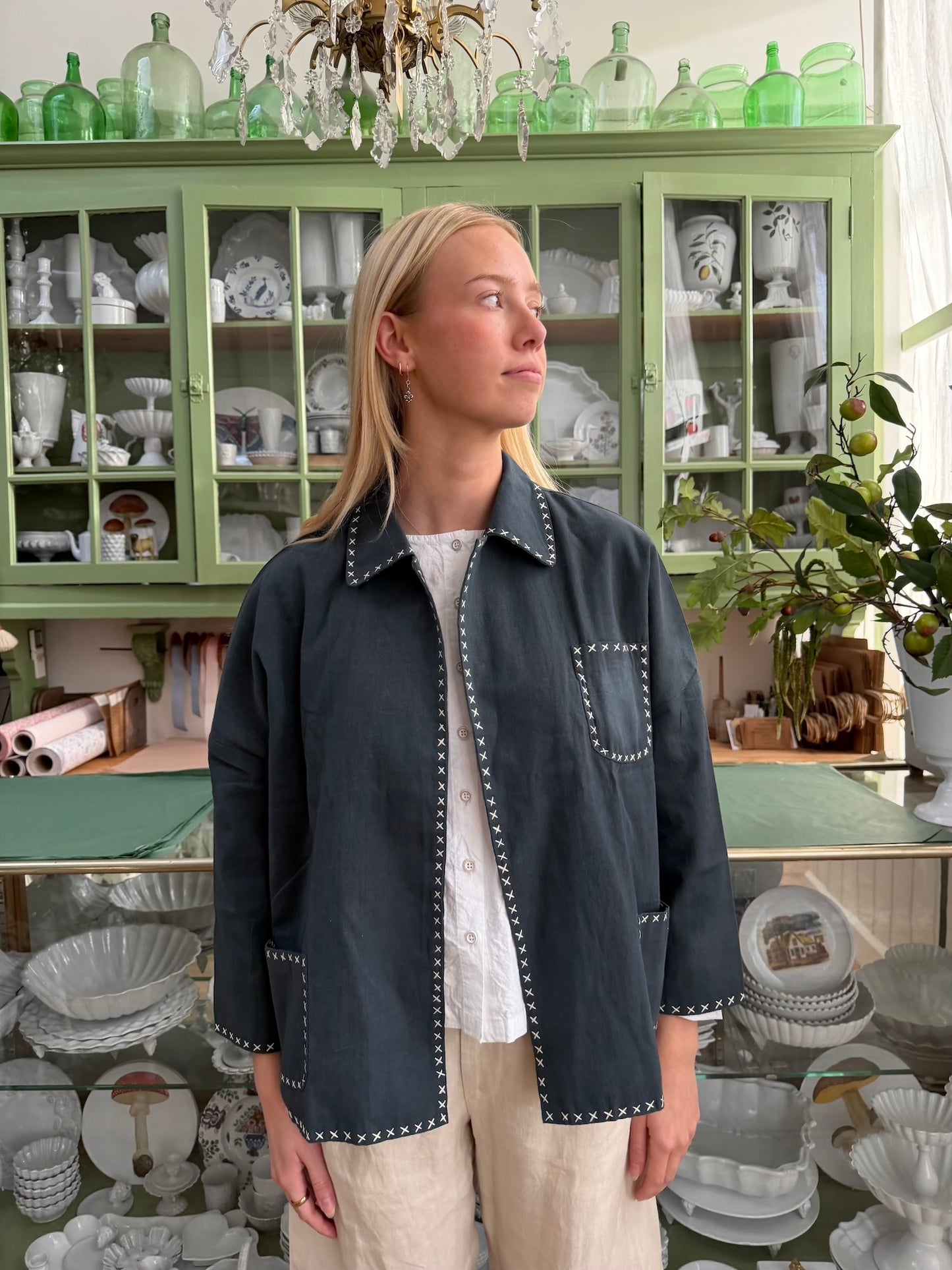 Runaway Bicycle Jacket With Contrast Stitching - Teal
